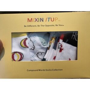 Mixin It Up 6 pack Compound Words Socks Kids Size M 6-9 Years. New